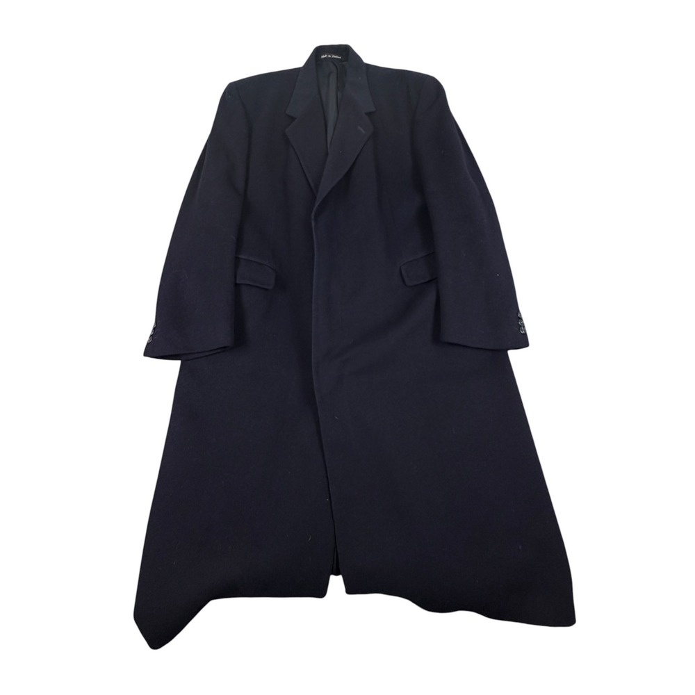 Burberrys 80s Men Overcoat Long Trench Wool Navy Blue England EU 44L US 48L